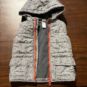 Little Me Gray Hooded Vest with Orange Zipper